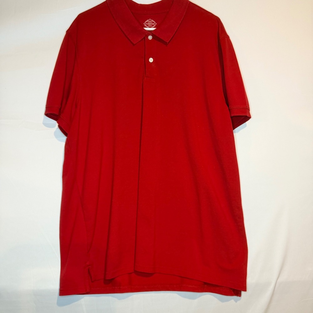 St Johns Bay Mens Performance Polo Shirt XL Red Comfort Flex Quick Dri Pique